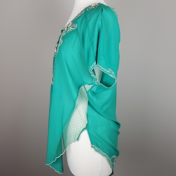 RYU Green Chiffon Embroidered Top - Picture 4 of 8